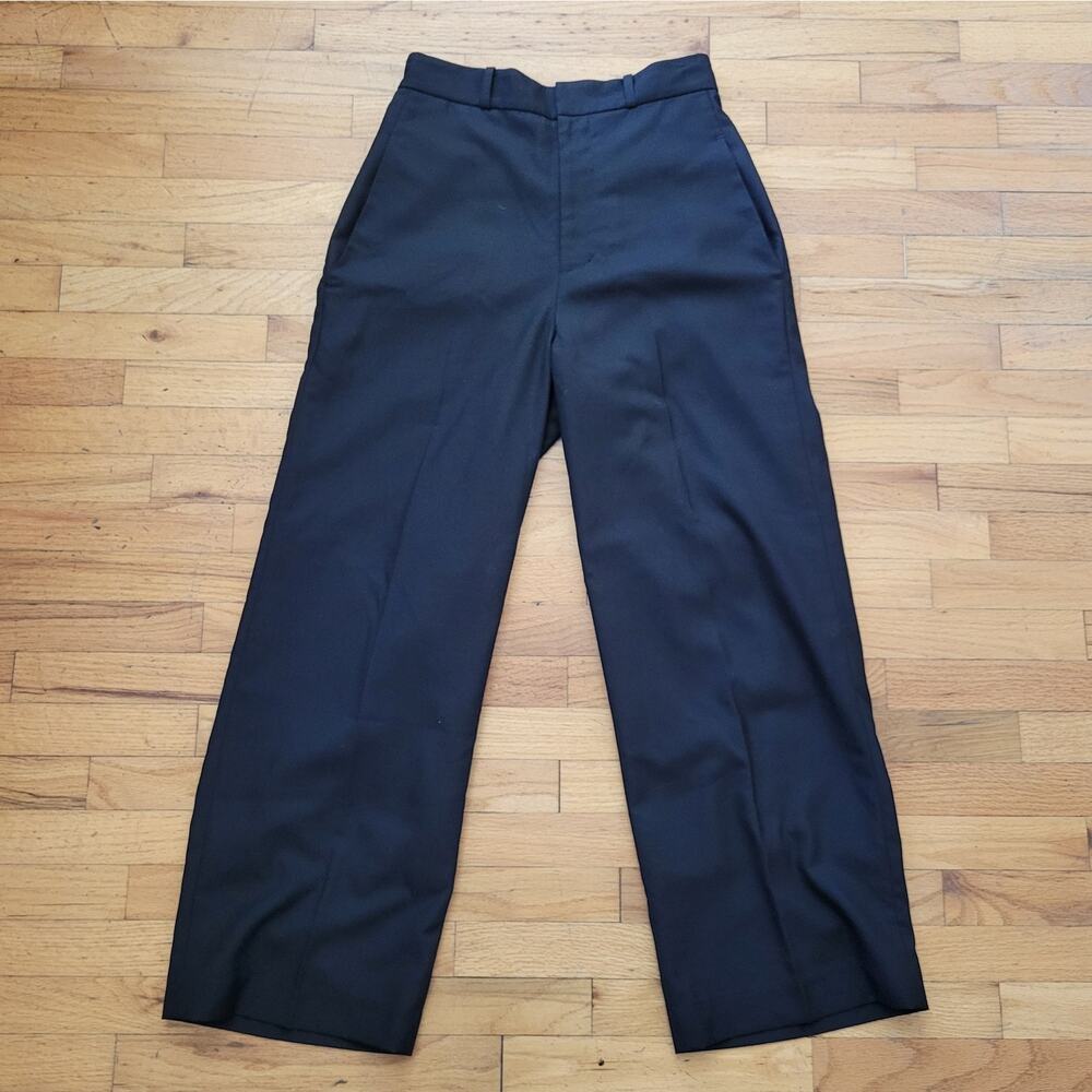 Moussy Wide Leg Trouser Pants Black High Rise‎ Flat Front Designer Workwear